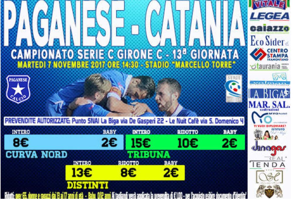 Serie C, girone C si torna subito in campo: parte la prevendita per Paganese-Catania