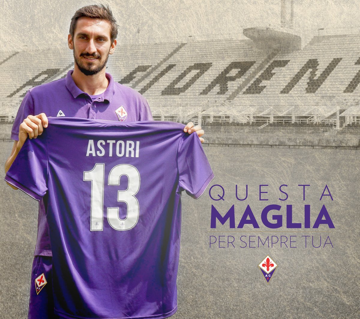 Fiorentina e Cagliari ritirano la maglia numero 13: sarà per sempre di Davide Astori