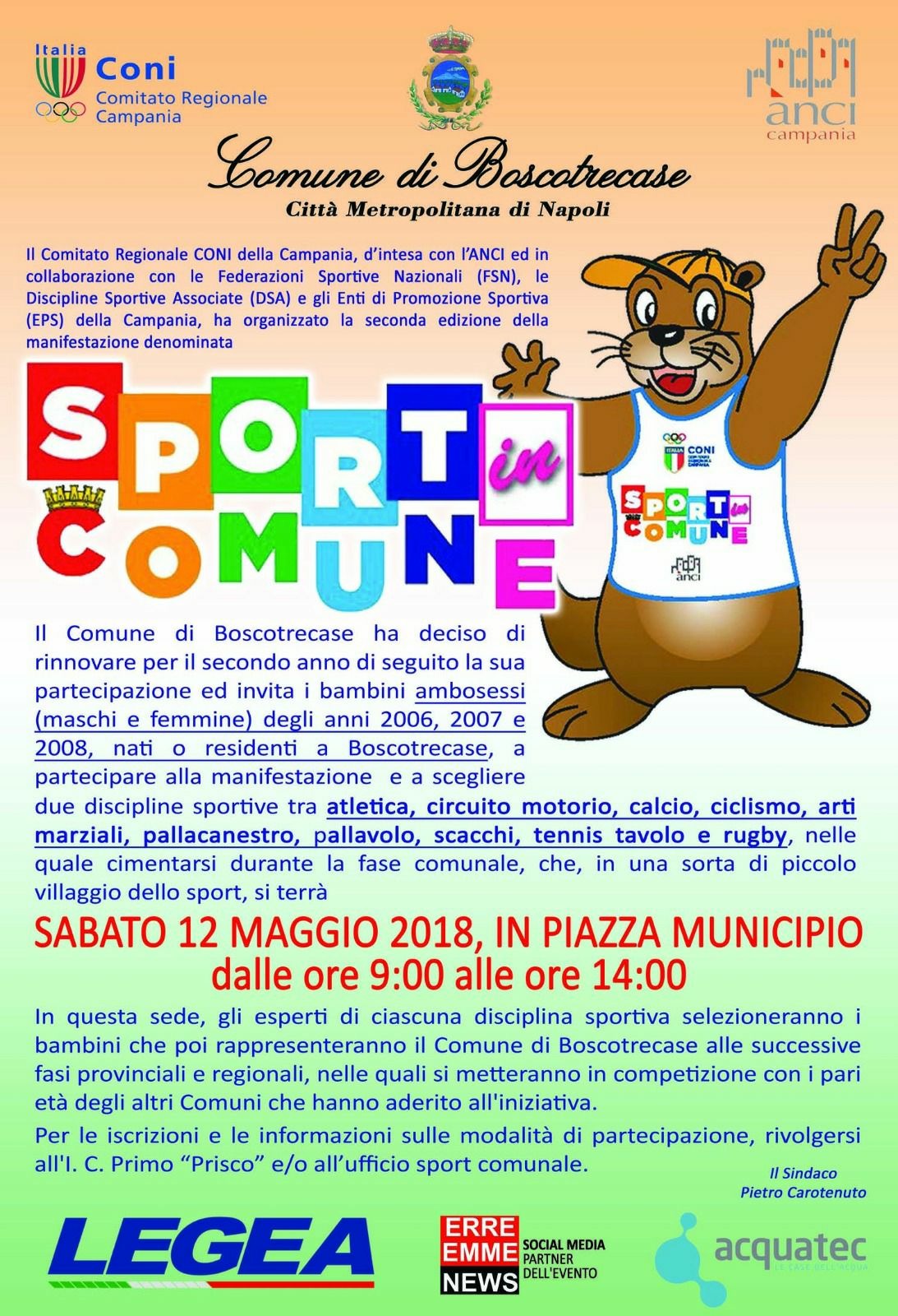 Boscotrecase, il 12 maggio la seconda edizione de “Lo sport in comune”: protagonisti centinaia di bambini