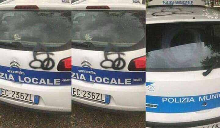 Imbrattate auto della Polizia Municipale con disegni offensivi