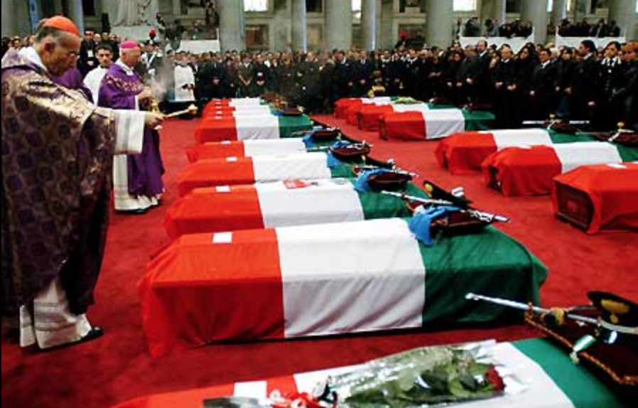 Nassiriya, lo Stato ricorda i 19 italiani caduti a seguito di un attentato in Iraq