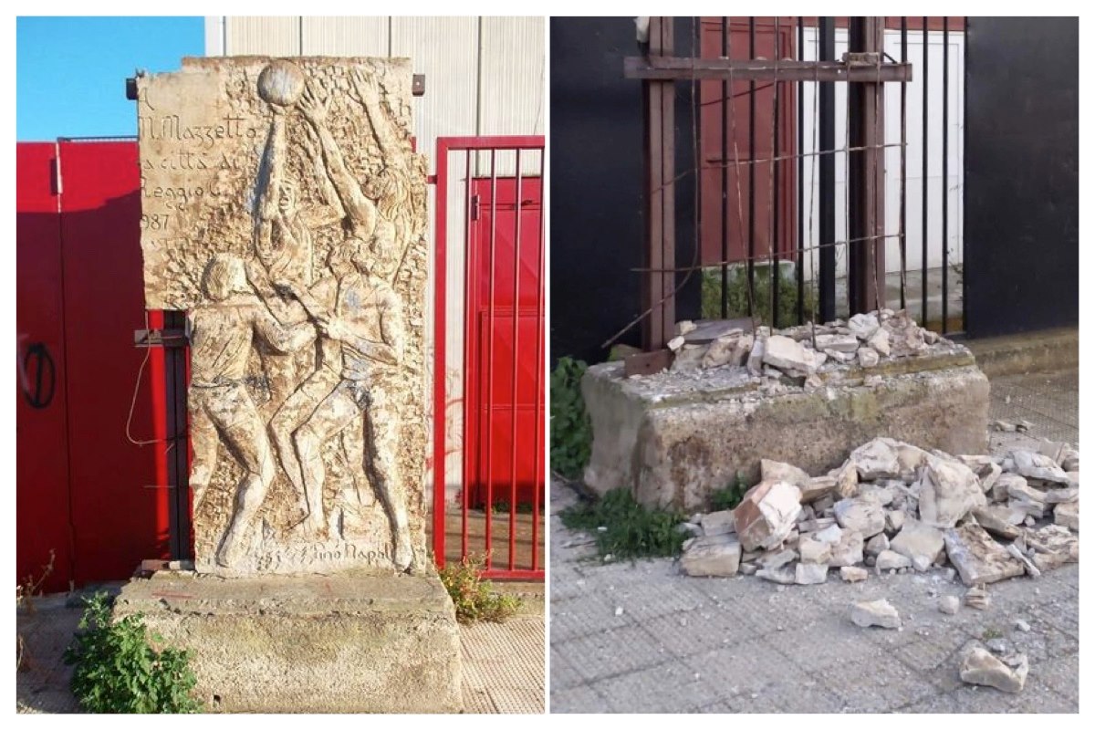 Sdegno a Reggio Calabria, distrutta la statua dedicata a Massimo Mazzetto